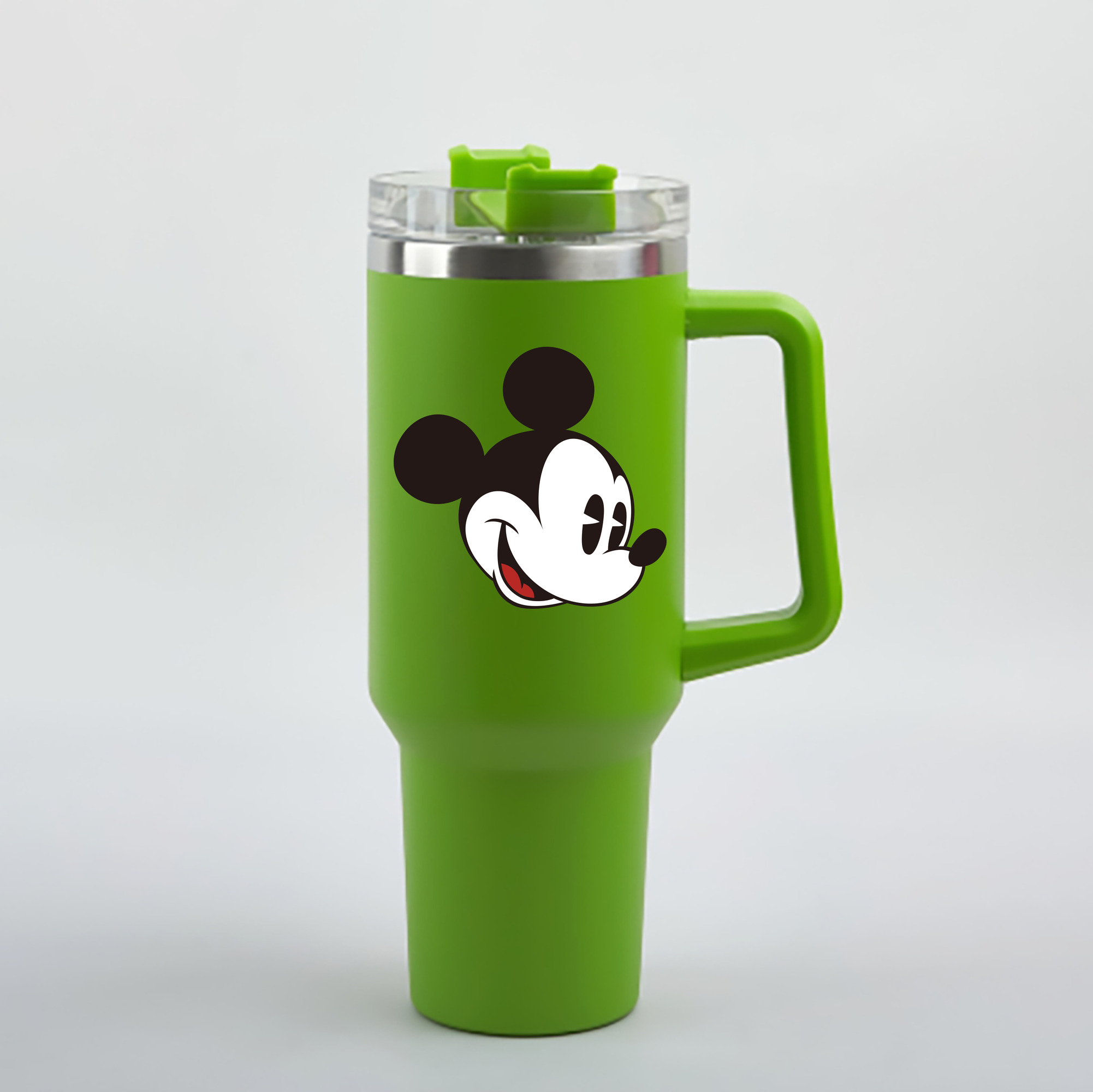 （画像用） ミッキーマウス Mickey Mouse 1200mL車用タンブラー - クリスタルステッカー（プラスチックストロー付き）
